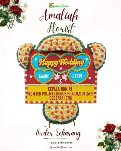 Karangan Papan Bunga Pernikahan di Yehkuning